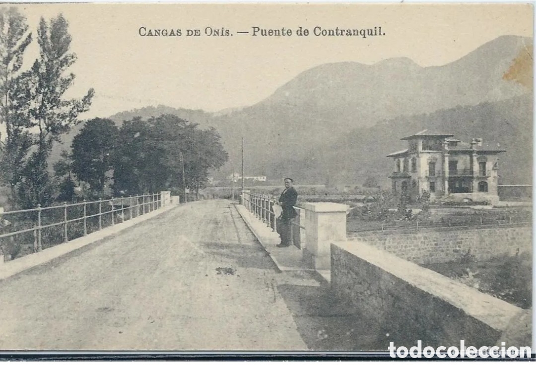 Postales: CANGAS DE ON&Iacute;S (ASTURIAS) - PUENTE DE CONTRAQUlL - CASA LUIS SAUS, MADRID