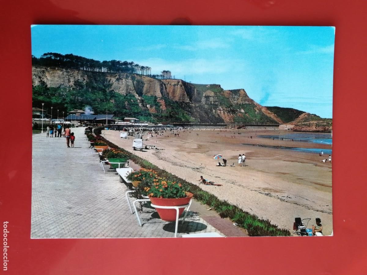 Postales: POSTAL 18512 MAT. AVILES 1967-ALARDE 11 SALINAS ATURIES PASEO SOBRE LA PLAYA