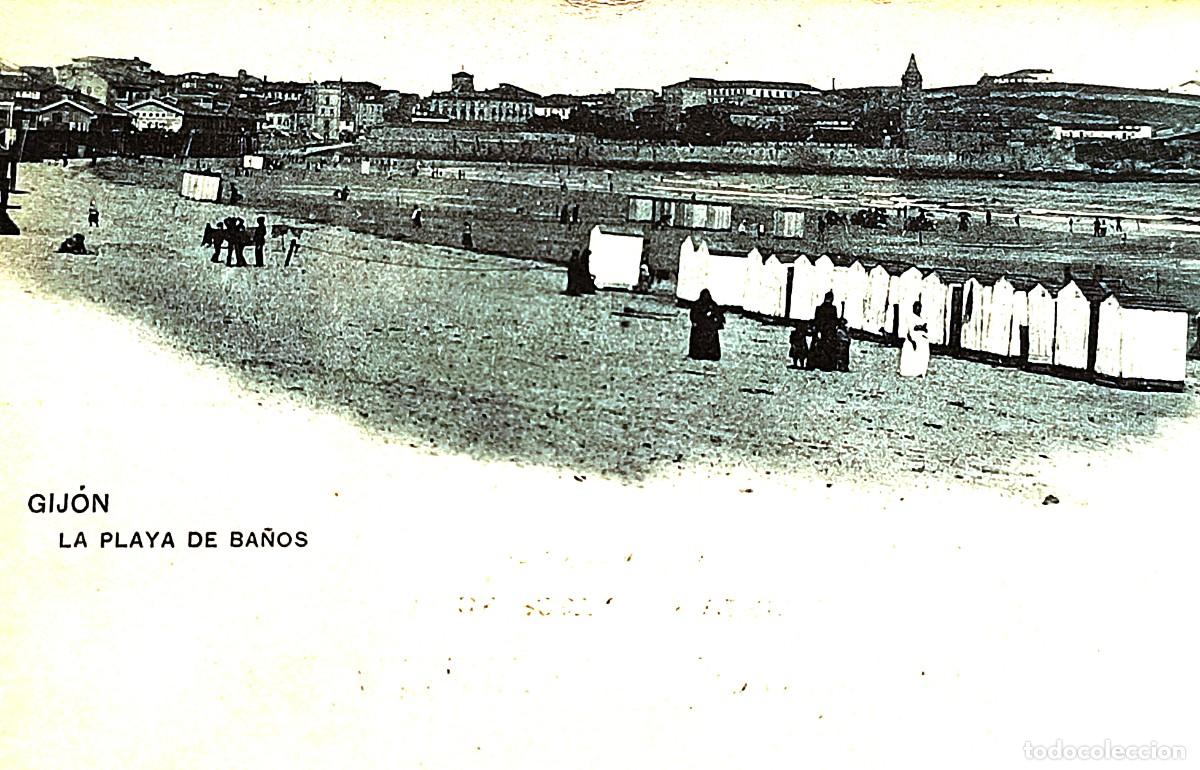 Postales: Gijon. La Playa de Ba&ntilde;os . Sin dividir