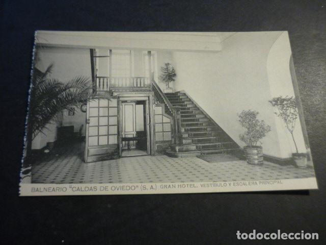 Postales: BALNEARIO CALDAS DE OVIEDO ASTURIAS GRAN HOTEL VESTIBULO Y ESCALERA PRINCIPAL