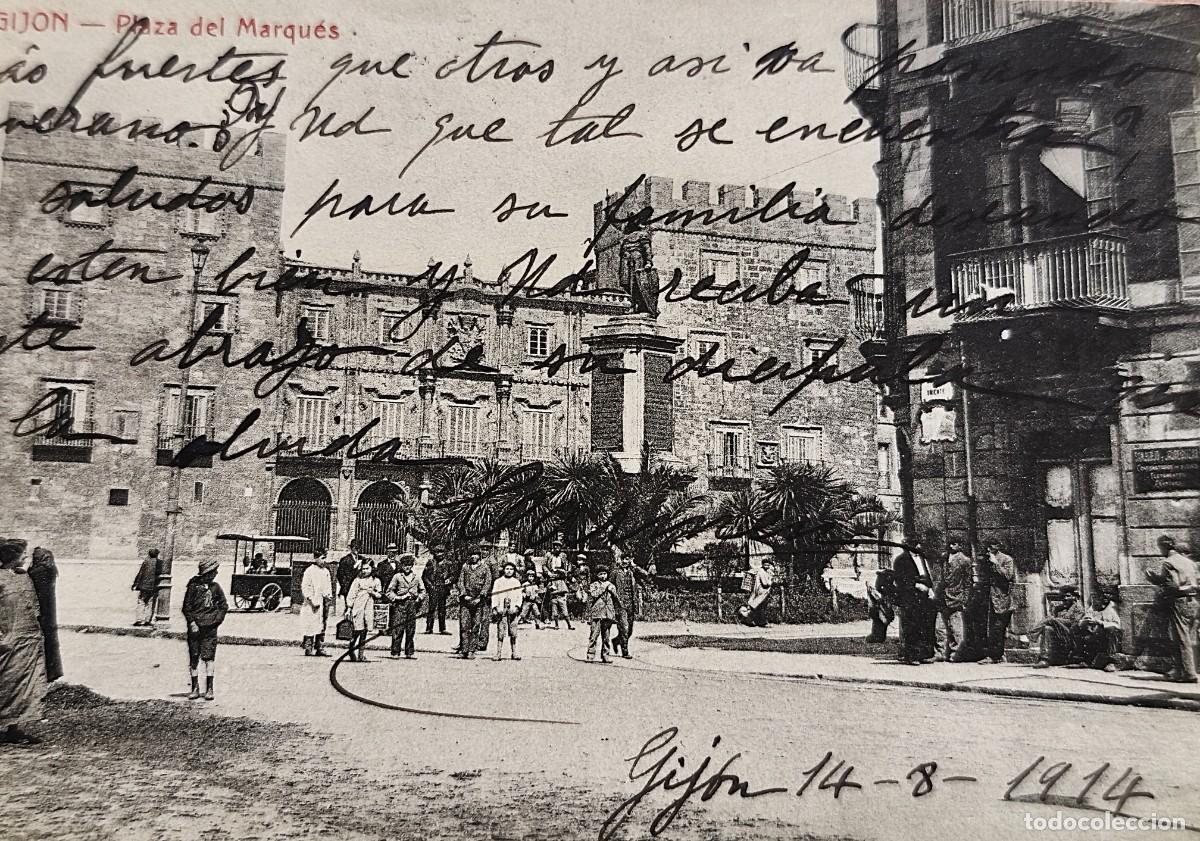Postales: Gij&oacute;n. Plaza del Marqu&eacute;s. A&ntilde;o 1910-12