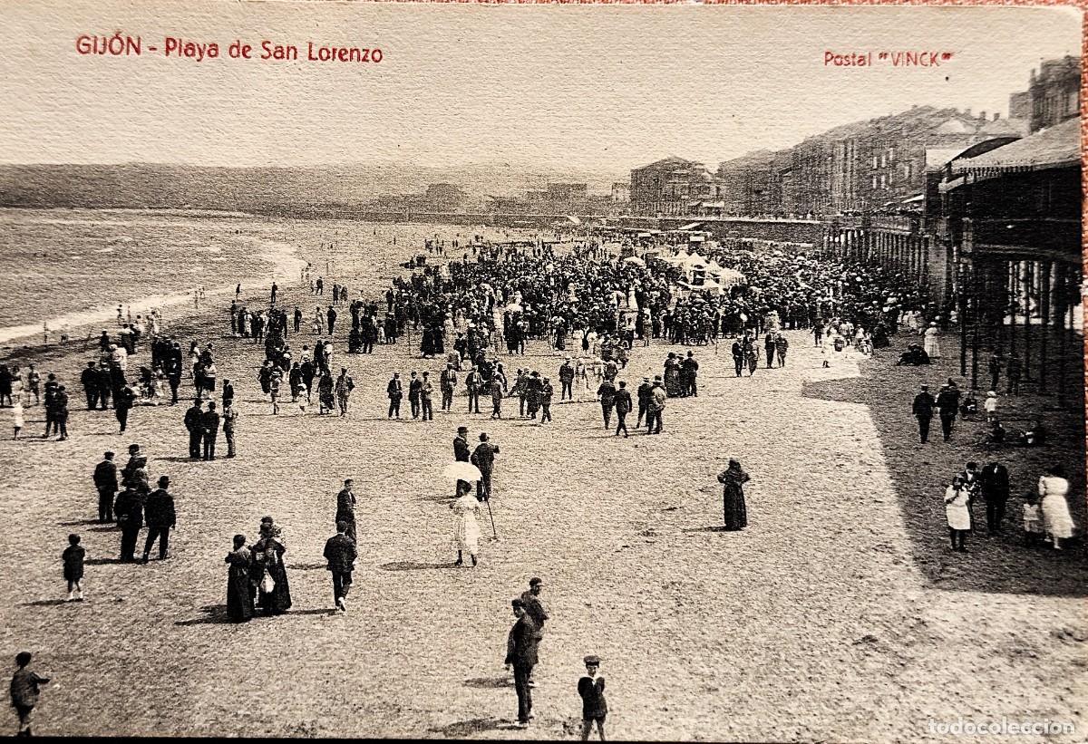 Postais: Gij&oacute;n. Playa de San Lorenzo. Fotografo &rdquo;VINCK&rdquo;