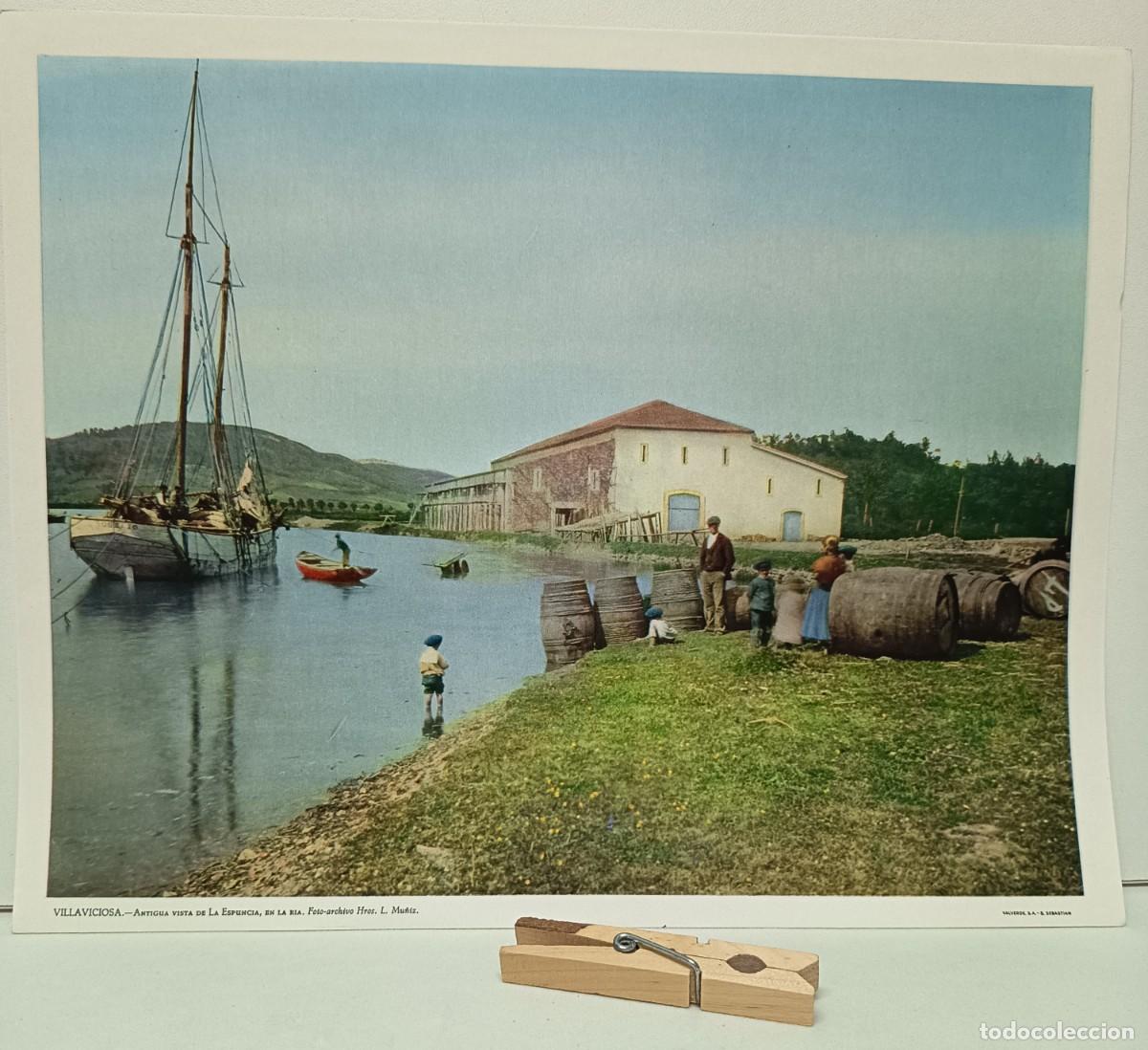 Postales: VILLAVICIOSA. Antigua vista de La Espuncia en la R&iacute;a. Foto archivo Hros. L. Mu&ntilde;iz. (ASTURIAS)