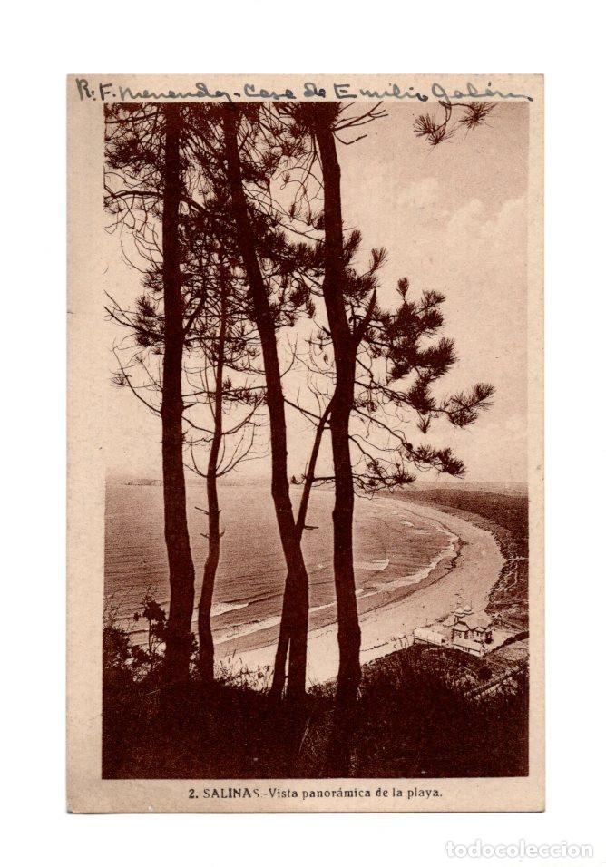 Postales: SALINAS.(ASTURIAS).- VISTA PANOR&Aacute;MICA DE LA PLAYA.