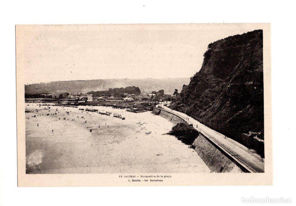 Postales: SALINAS.(ASTURIAS).- PERSPECTIVA DE LA PLAYA.