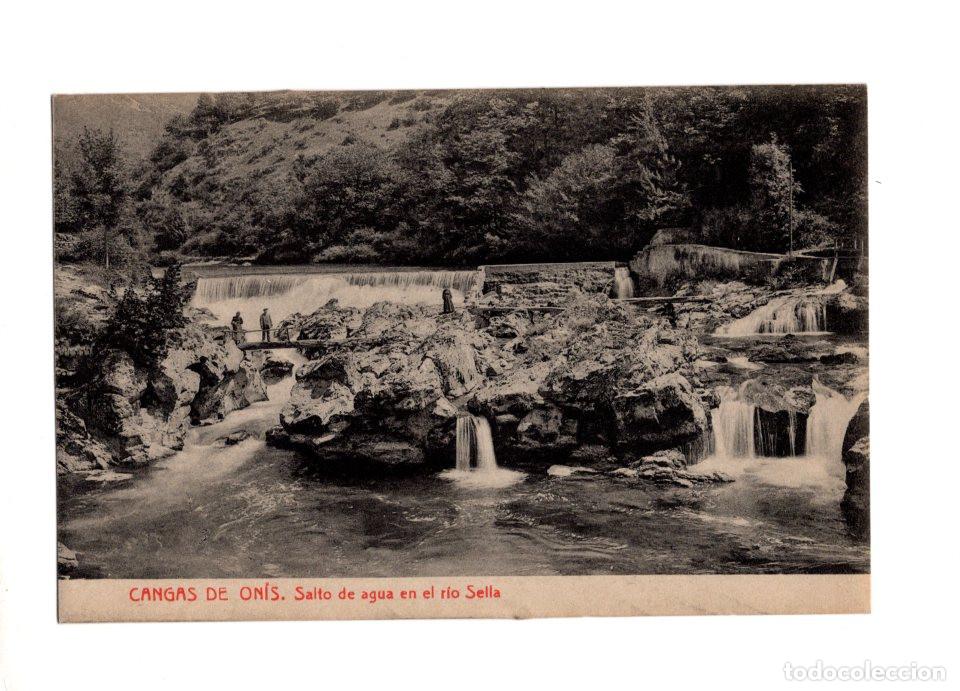 Postales: CANGAS DE ON&Iacute;S (ASTURIAS).- SALTO DE AGUA EN EL R&Iacute;O SELLA