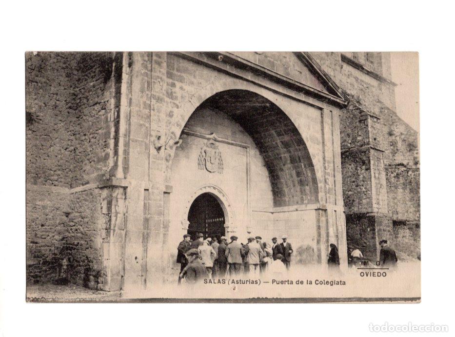 Postales: SALAS.(ASTURIAS).- PUERTA DE LA COLEGIATA.