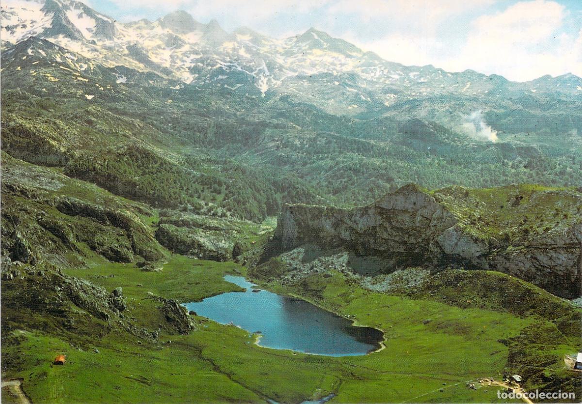 Postales: Postal Lago de la Ercina Vista A&eacute;rea Picos de Europa