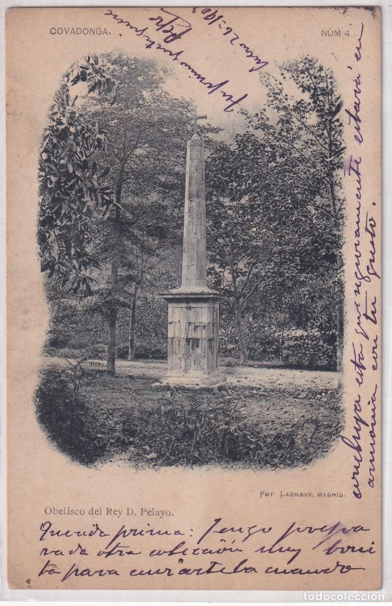 Postales: Covadonga. Obelisco del Rey Pelayo. Fot Laurent. Reverso sin dividir. circulada.