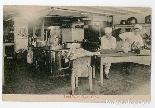 Postales: GIJON. HOTEL MALET. COCINA. CASTA&Ntilde;EIRA. ASTURIAS
