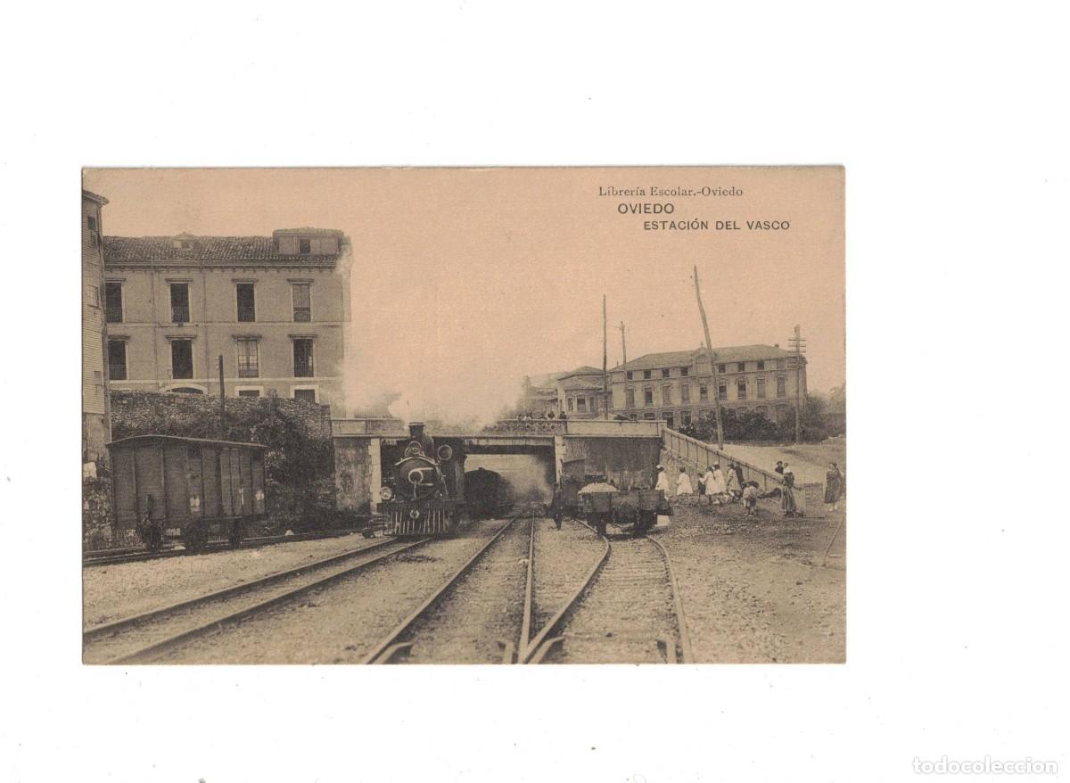 Postales: OVIEDO. ESTACI&Oacute;N DEL VASCO. HAUSER Y MENET