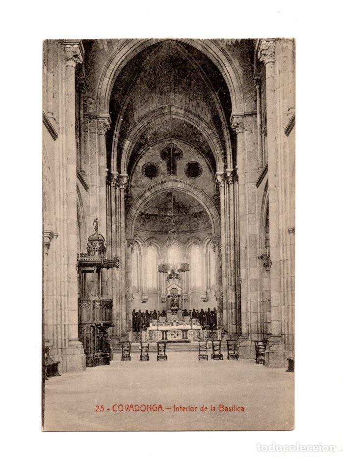 Postales: COVADONGA.(ASTURIAS).- INTERIOR DE LA BAS&Iacute;LICA.