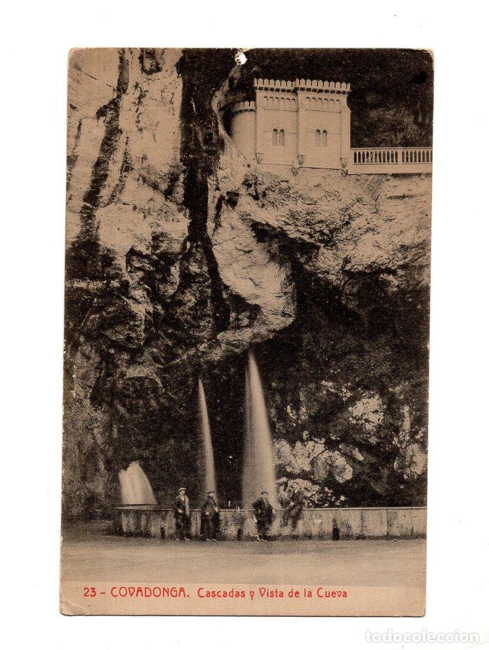 Postales: COVADONGA.- CASCADAS Y VISTA DE LA CUEVA.
