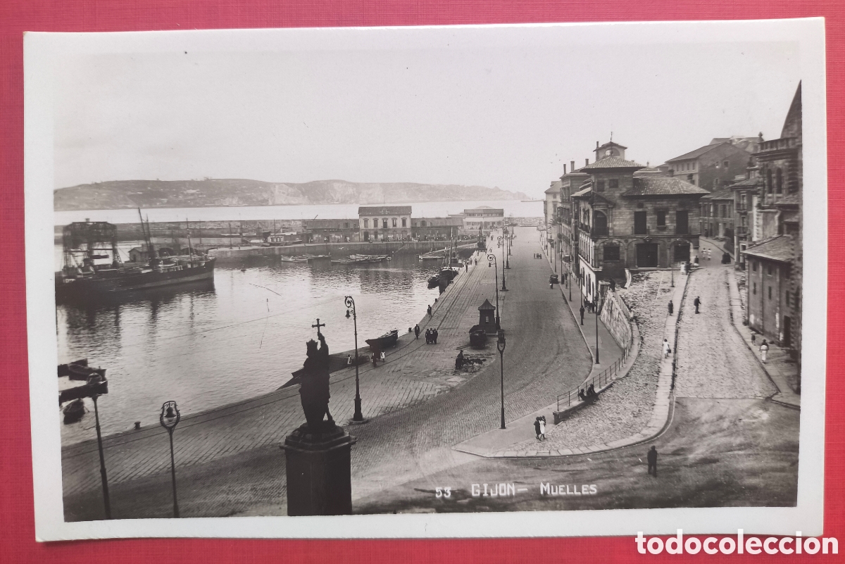 Postales: GIJ&Oacute;N MUELLE POSTAL FOTOGR&Aacute;FICA FOTOGRAF&Iacute;A ASTURIAS C. 1930