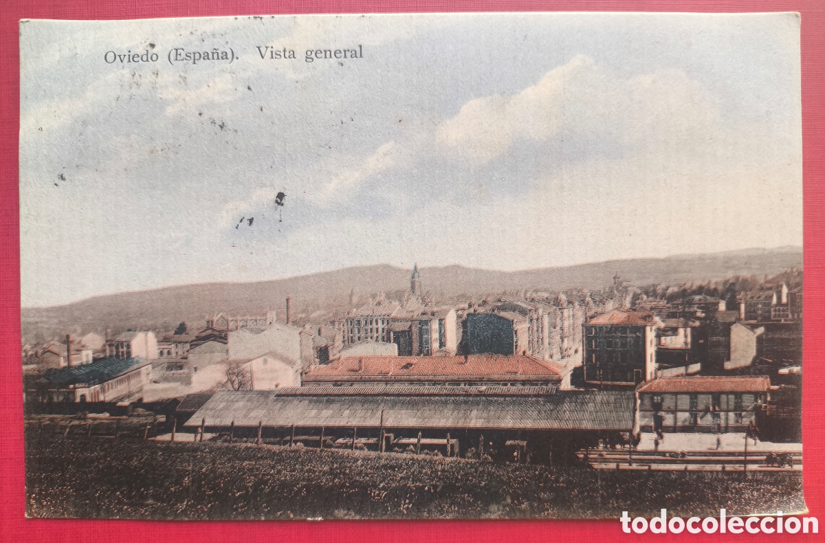 Postales: OVIEDO VISTA GENERAL POSTAL A COLOR CIRCULADA ASTURIAS 1915