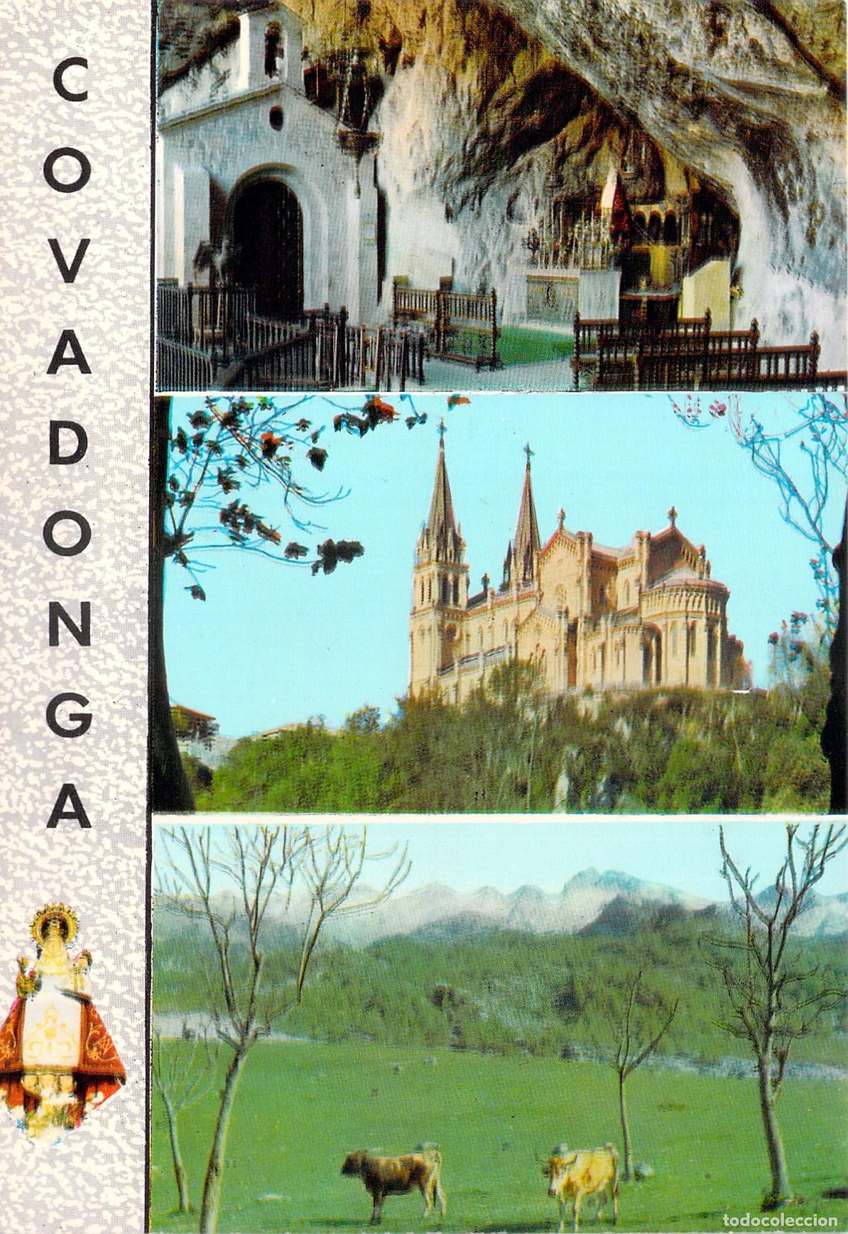 Postales: Postal Multivista de Covadonga, Asturias - Bas&iacute;lica y Santa Cueva
