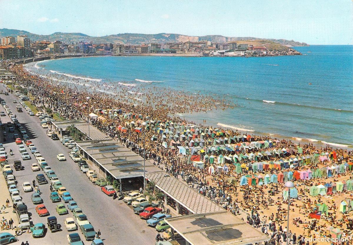 Postales: Postal Playa de San Lorenzo, Gij&oacute;n, Asturias
