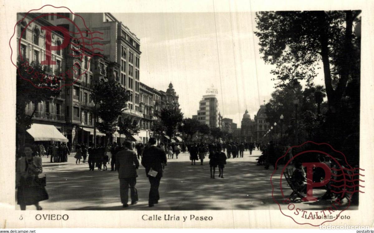 Postales: Oviedo Calle Uria y Paseo ASTURIAS ESPA&Ntilde;A