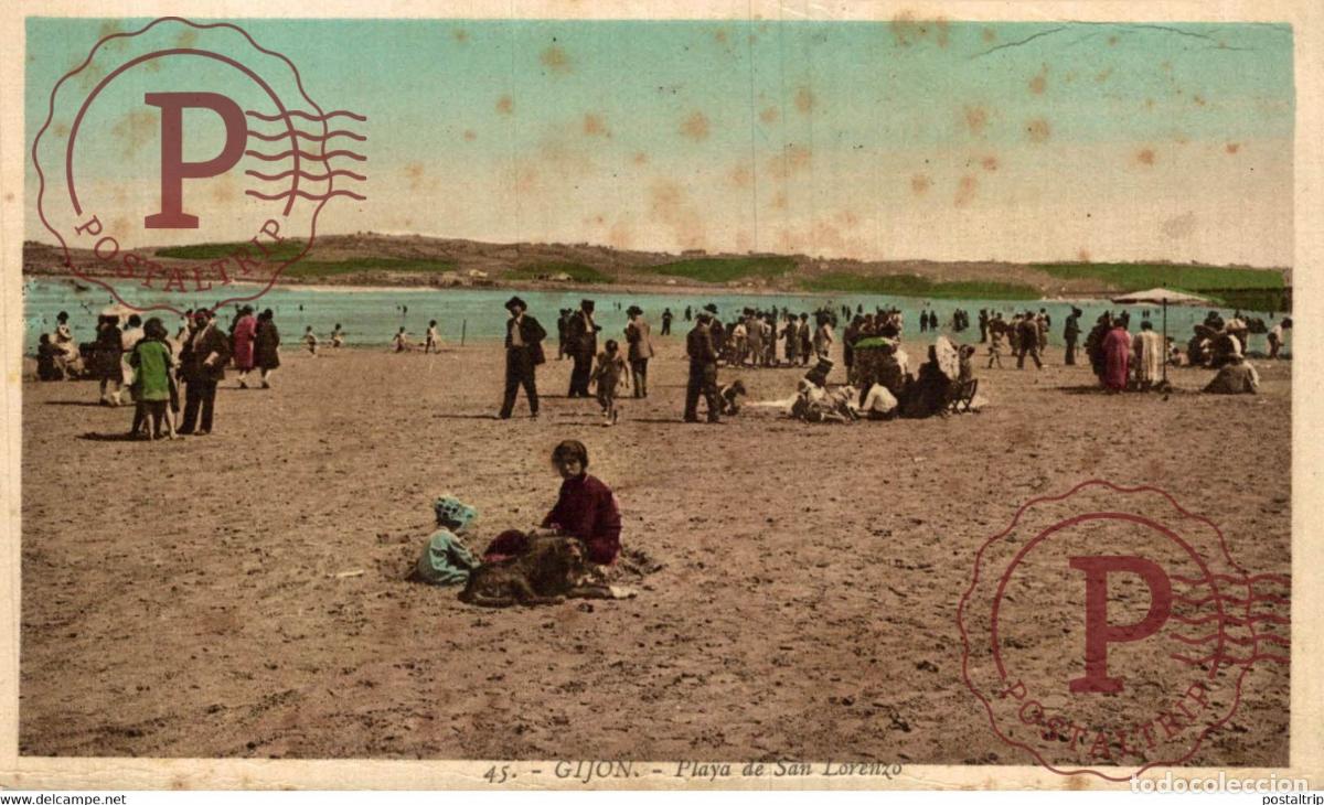 Postales: Gijon Playa de san Lorenzo ASTURIAS ESPA&Ntilde;A