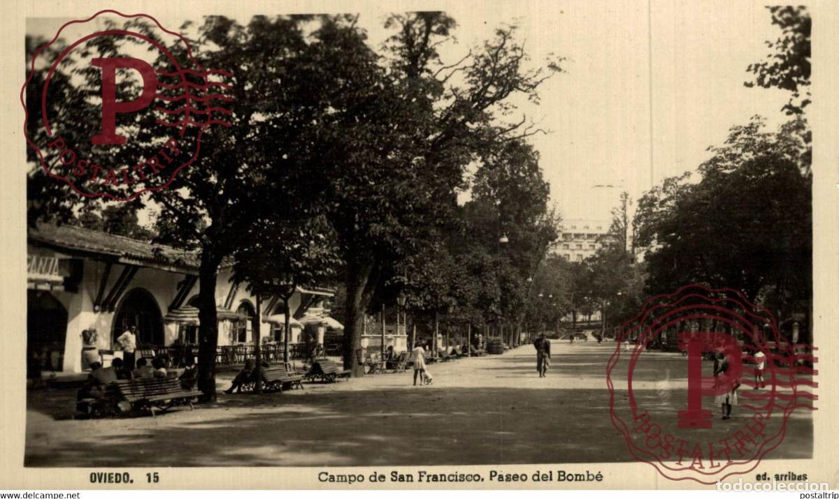 Postales: ASTURIAS. OVIEDO. CAMPO DE SAN FRANCISCO. PASEO DEL BOMB&Eacute;.
