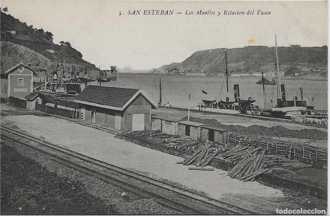 Postales: SAN ESTEBAN (ASTURIAS) - LOS MUELLES Y ESTACION DEL VASCO - COLECCION MARTIN, MUROS