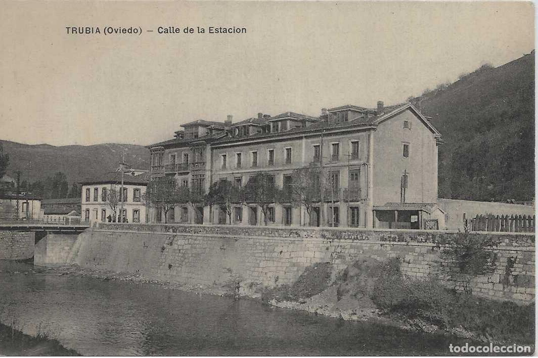Postales: TRUBIA,OVIEDO (ASTURIAS) - CALLE DE LA ESTACION - M.G. OVIEDO