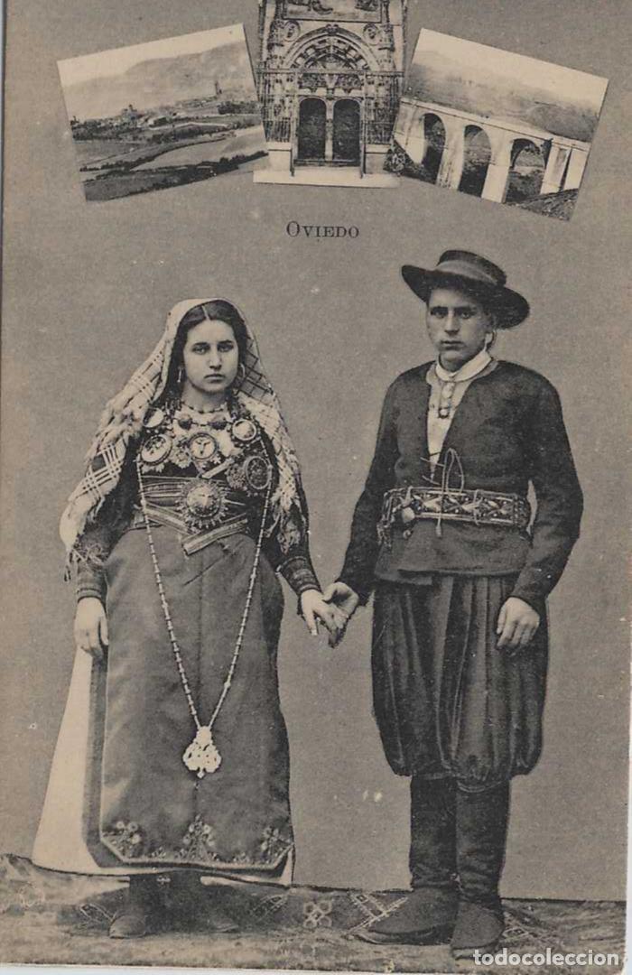 Postales: TIPOS DE OVIEDO (ASTURIAS) - CON VESTIMENTA DE EPOCA - FOTO LACOSTE,MADRID
