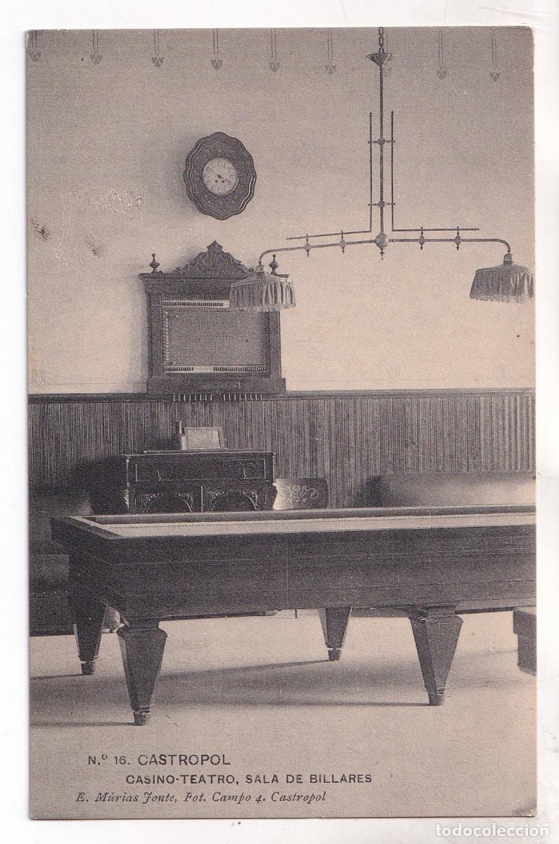 Postales: POSTAL. N&ordm; 16. CASTROPOL. CASINO TEATRO. SALA DE BILLARES. ASTURIAS. 1913. RARA