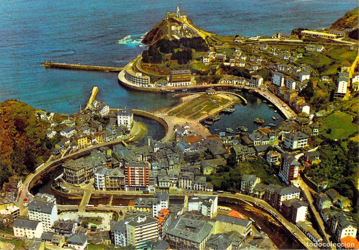 Postales: Postal de Luarca Vista Panor&aacute;mica A&eacute;rea del Puerto y la Villa
