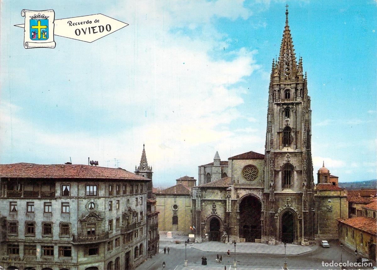 Postales: Postal de la Catedral de San Salvador y Plaza de la Catedral en Oviedo
