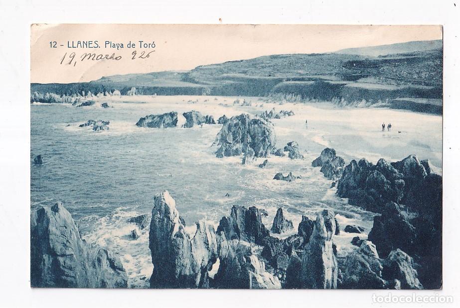 Postales: POSTAL. 12. LLANES. PLAYA DE TOR&Oacute;. ASTURIAS. CIRCULADA EN 1926