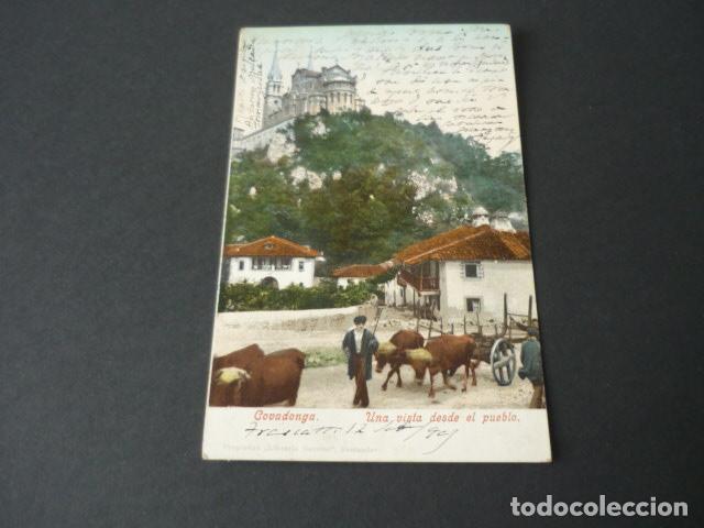 Postales: COVADONGA ASTURIAS UNA VISTA DESDE EL PUEBLO ED. PURGER SIN DIVIDIR