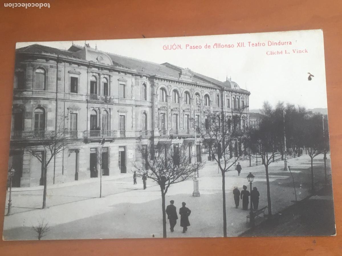 Postales: gijon paseo alfonso XIII teatro dindurra postal original circulada