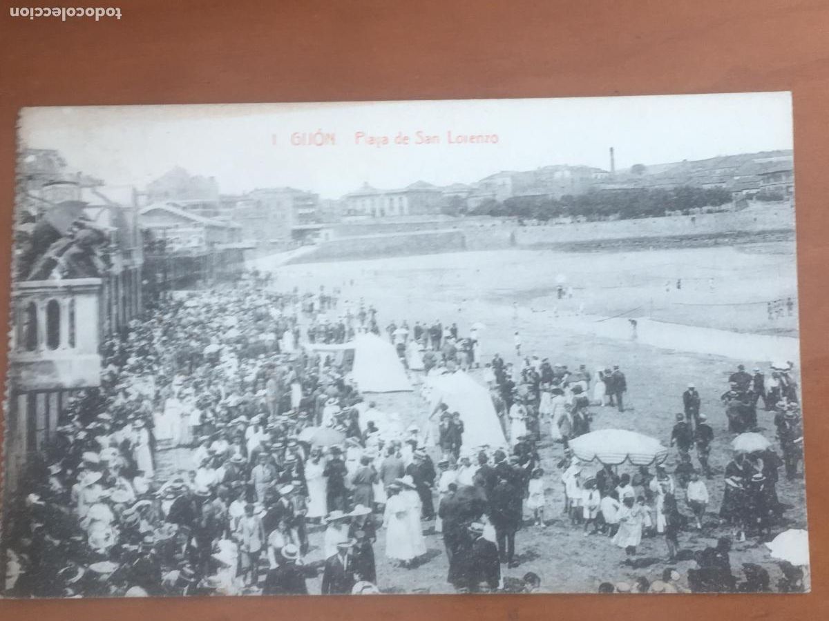 Postales: gijon playa de san lorenzo postal original circulada