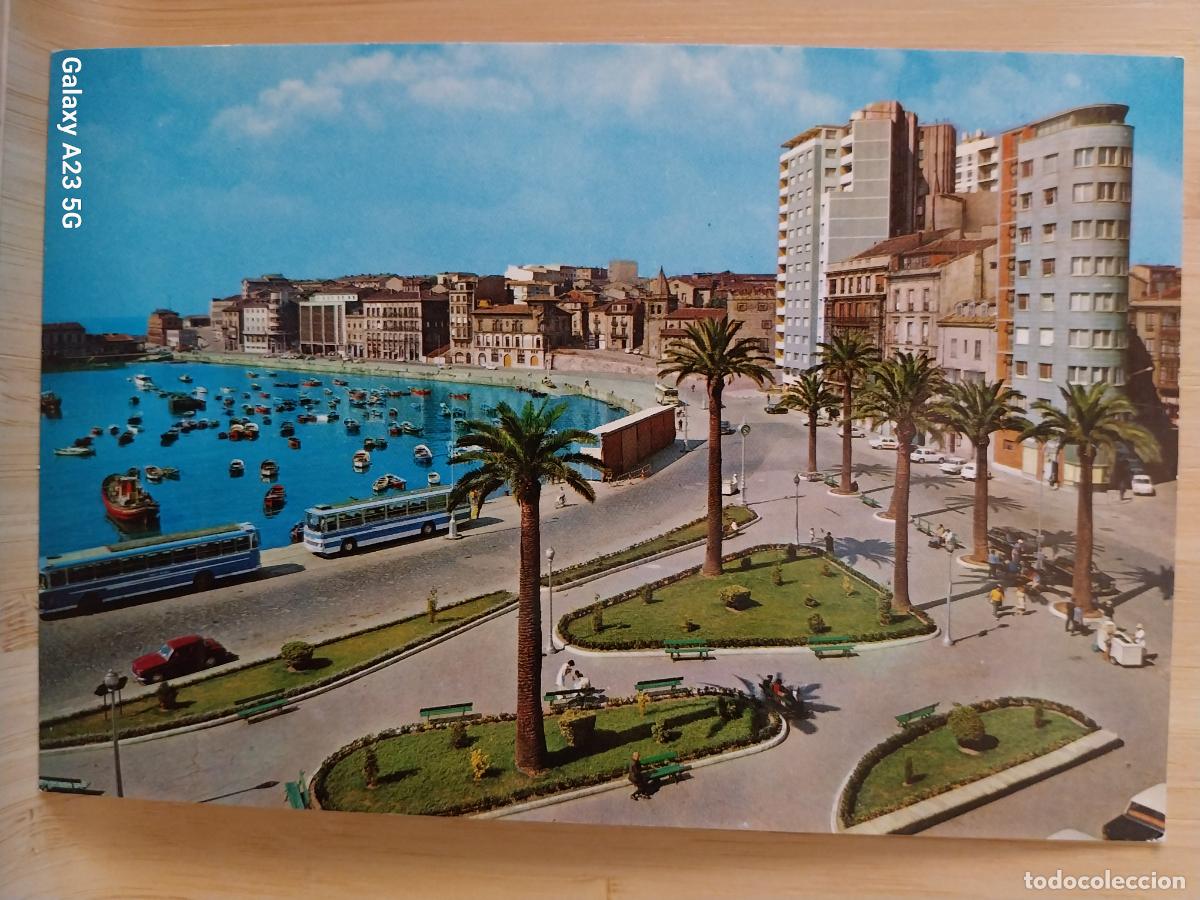Postales: JARDINES DE LA REINA Y D&Aacute;RSENA GIJON ED ALARDE 50 SC ORIGINAL COCHES CLASICOS BARCAS ANIMADA