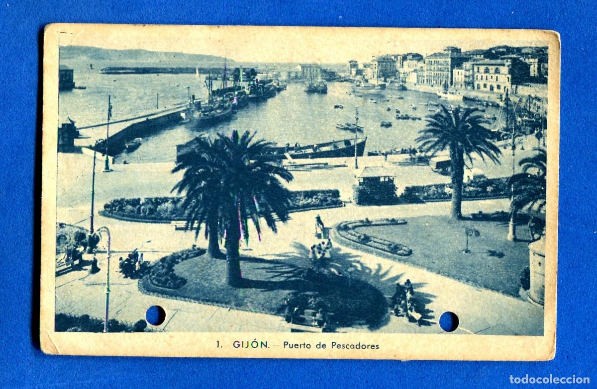 Postales: POSTAL CIRCULADA GIJON 1 EDITA L. ROISIN / NOTA POSTAL CON AGUJEROS
