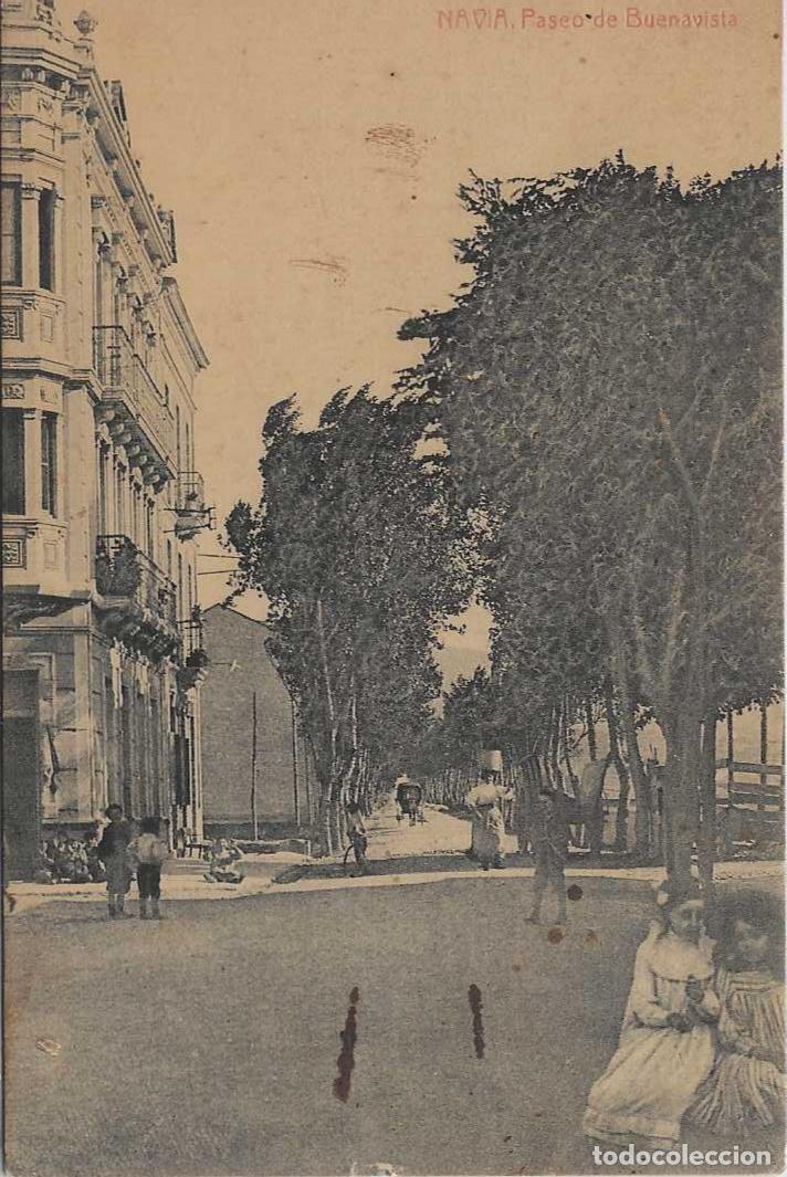 Postales: NAVIA (ASTURIAS) - Paseo de Buenavista - Publicitaria al dorso
