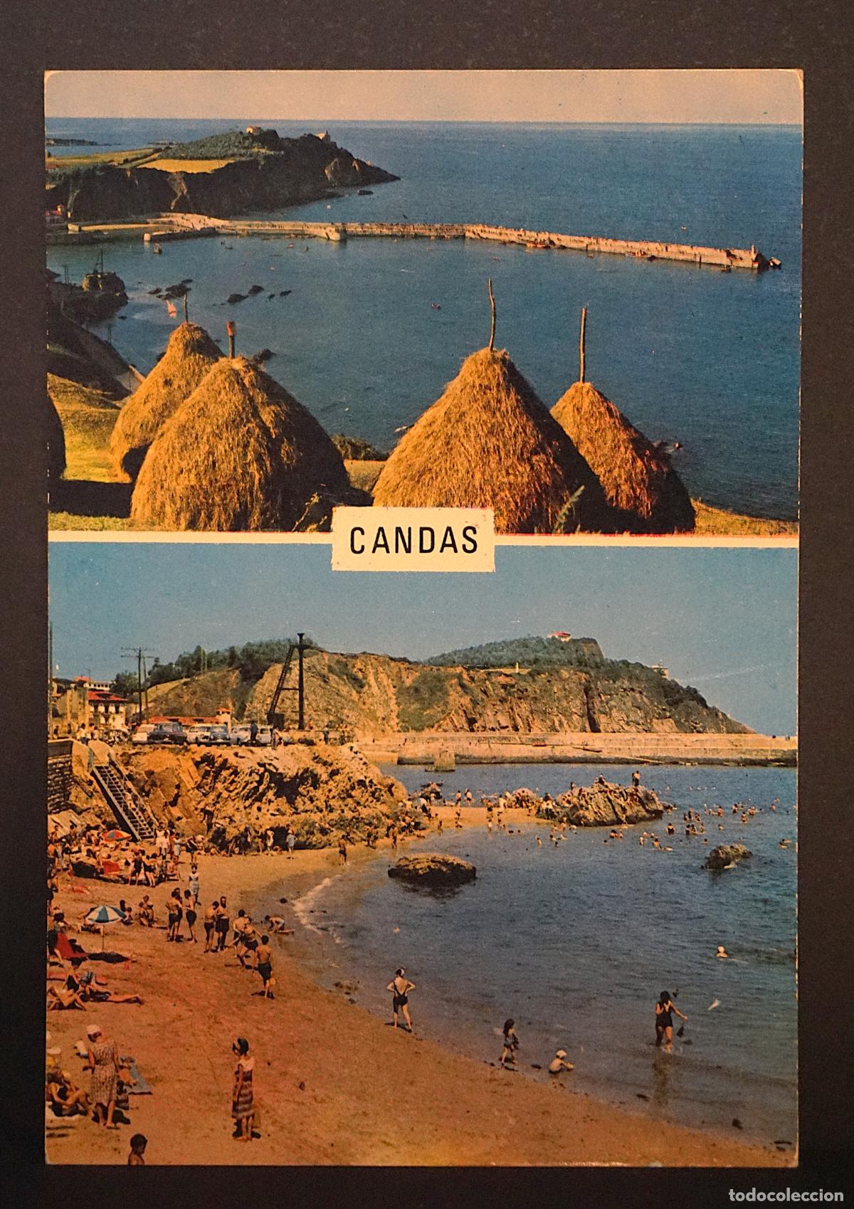 Postales: Candas (Asturias) Playa y Puerto. Postal sin circular editada en el a&ntilde;o 1966
