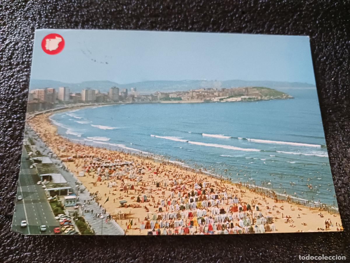 Postales: 37 GIJ&Oacute;N PLAYA DE SAN LORENZO, ed. alarde, circulada