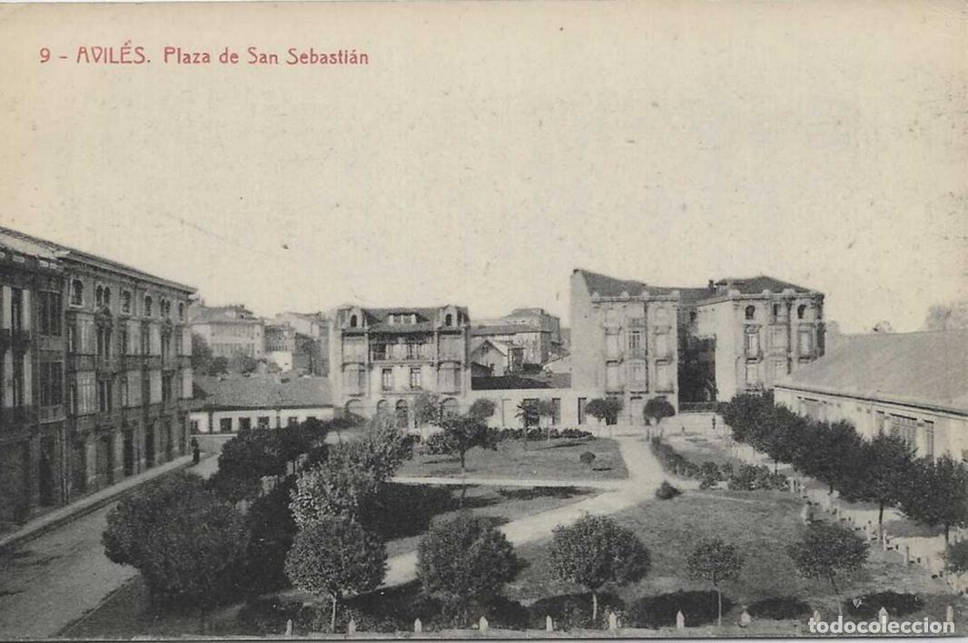 Postales: AVILES (ASTURIAS) - PLAZA DE SAN SEBASTIAN - FOTOTIPIA THOMAS,BARCELONA