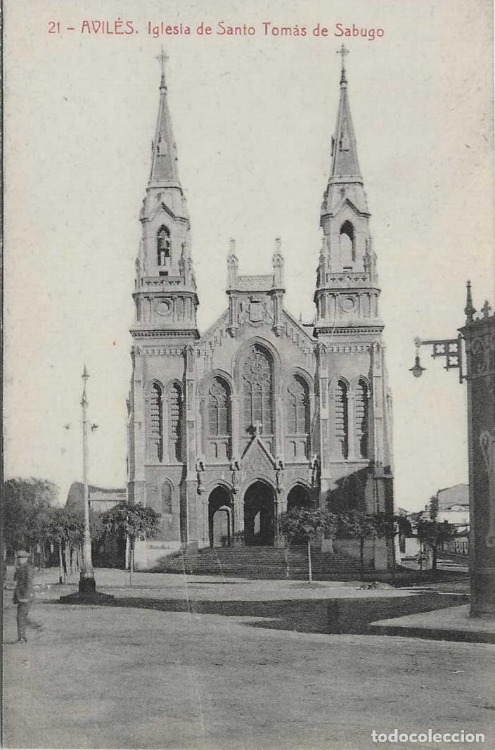 Postales: AVILES (ASTURIAS) - IGLESIA DE SANTO TOMAS DE SABUGO - FOTOTIPIA THOMAS,BARCELONA