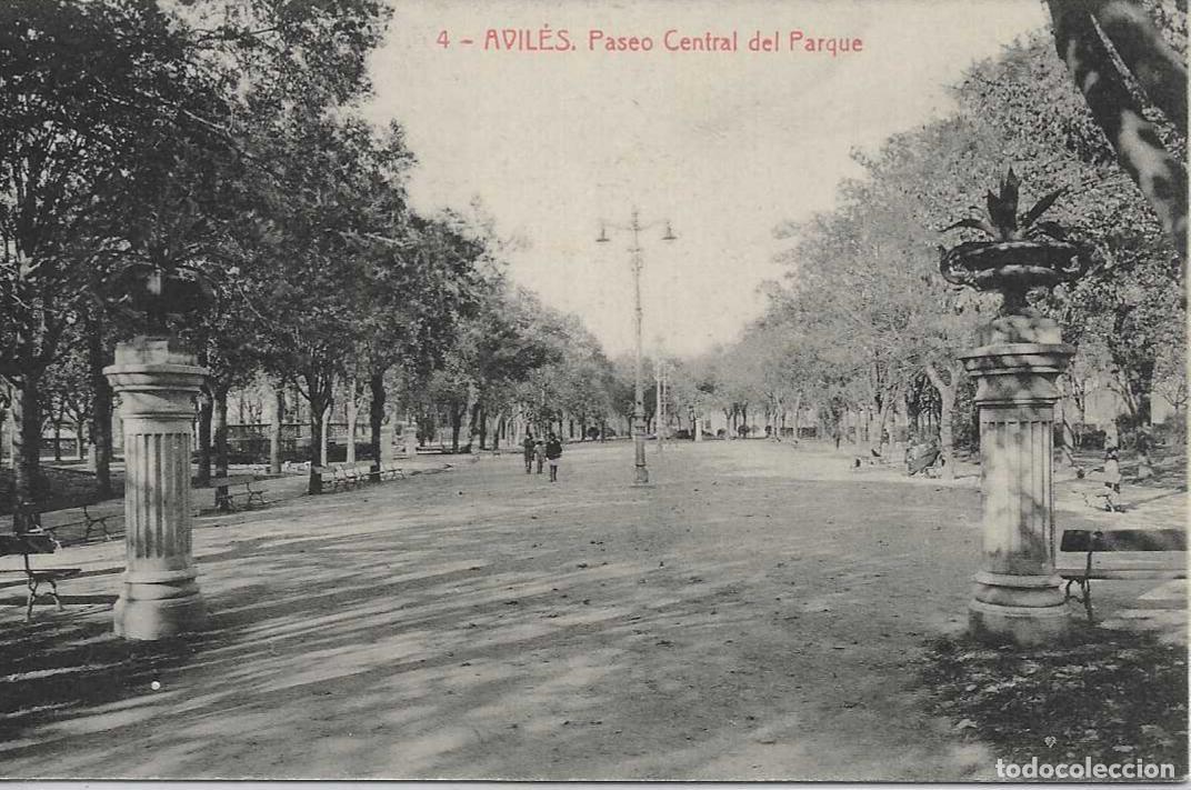 Postales: AVILES (ASTURIAS) - PASEO CENTRAL DEL PARQUE - FOTOTIPIA THOMAS,BARCELONA