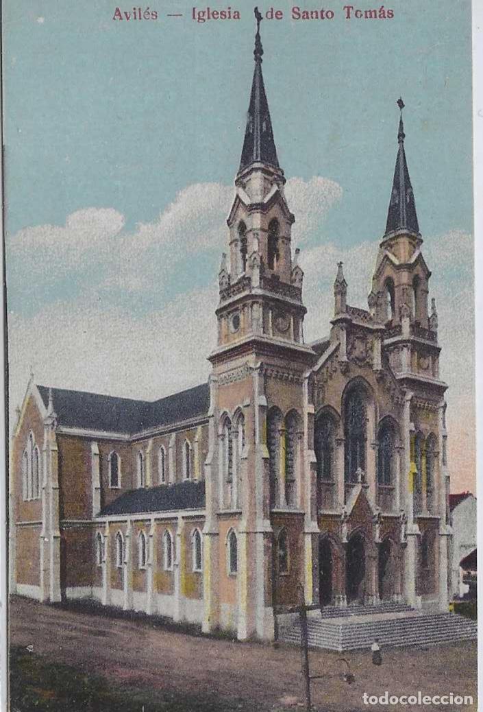 Postales: AVILES (ASTURIAS) -IGLESIA DE SANTO TOMAS - SIN EDITOR