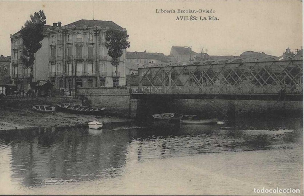 Postales: AVILES (ASTURIAS) - LA RIA - LIBRERA ESCOLAR, OVIEDO