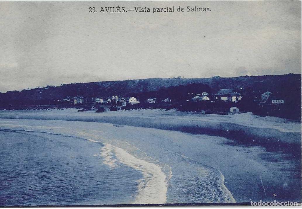 Postales: AVILES (ASTURIAS) - VISTA PARCIAL DE SALINAS - LIBRERIA LA ESPERANZA