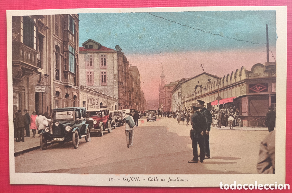 Postales: GIJ&Oacute;N CALLE JOVELLANOS POSTAL ANIMADA A COLOR ASTURIAS C. 1910