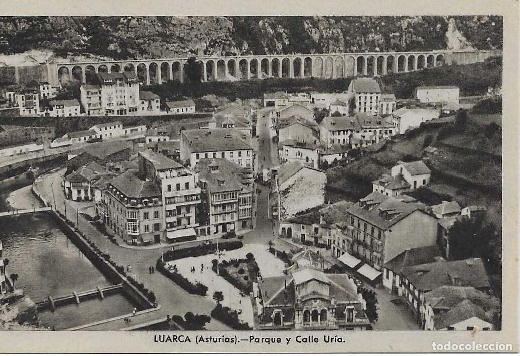 Postales: LUARCA (ASTURIAS) - PARQUE Y CALLE URIA - EDICIONES GOMEZ
