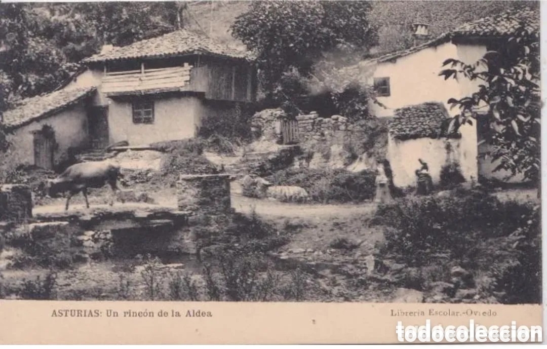 Postales: ASTURIAS - UN RINC&Oacute;N DE LA ALDEA - LIBRER&Iacute;A ESCOLAR, OVIEDO