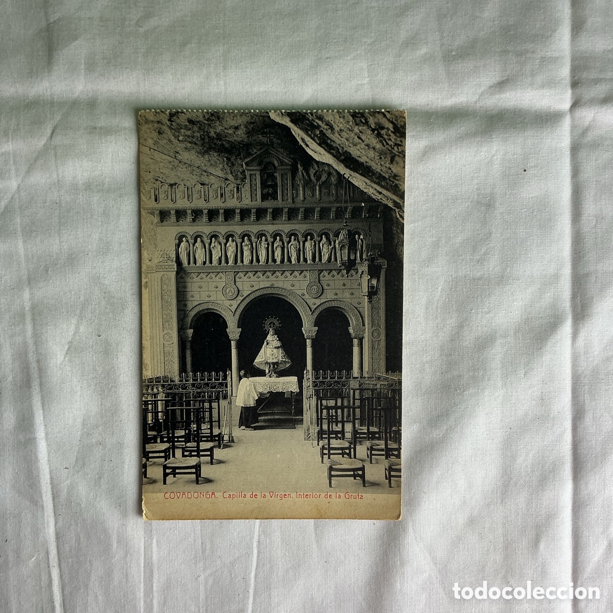 Postales: Postal Covadonga Capilla de la Virgen Blanco y negro Original de la &eacute;poca