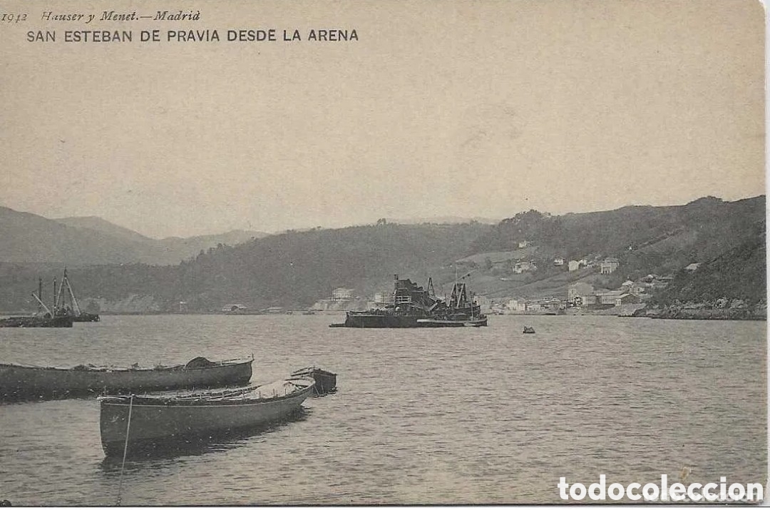 Postales: SAN ESTEBAN DE PRAVIA DESDE LA ARENA (ASTURIAS) - HAUSER Y MENET, MADRID